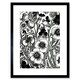 image 1 of Black White Viola Flower Pattern 9x7" Black Framed Wall Art Print