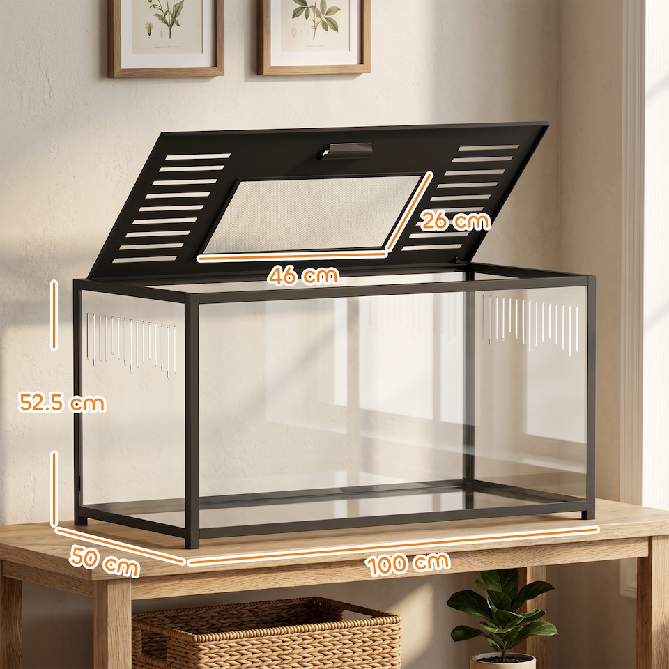image 1 of PawHut Large Hamster Cage, Chewproof Metal Rat Cage with Openable Top, Black