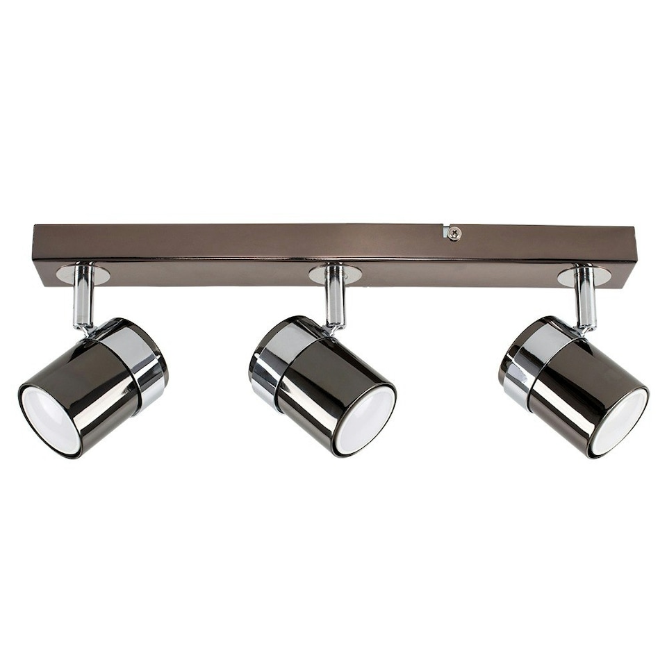 image 1 of ValueLights Rosie Spotlight 3 Way Black Chrome Ceiling Bar Spotlight | Black