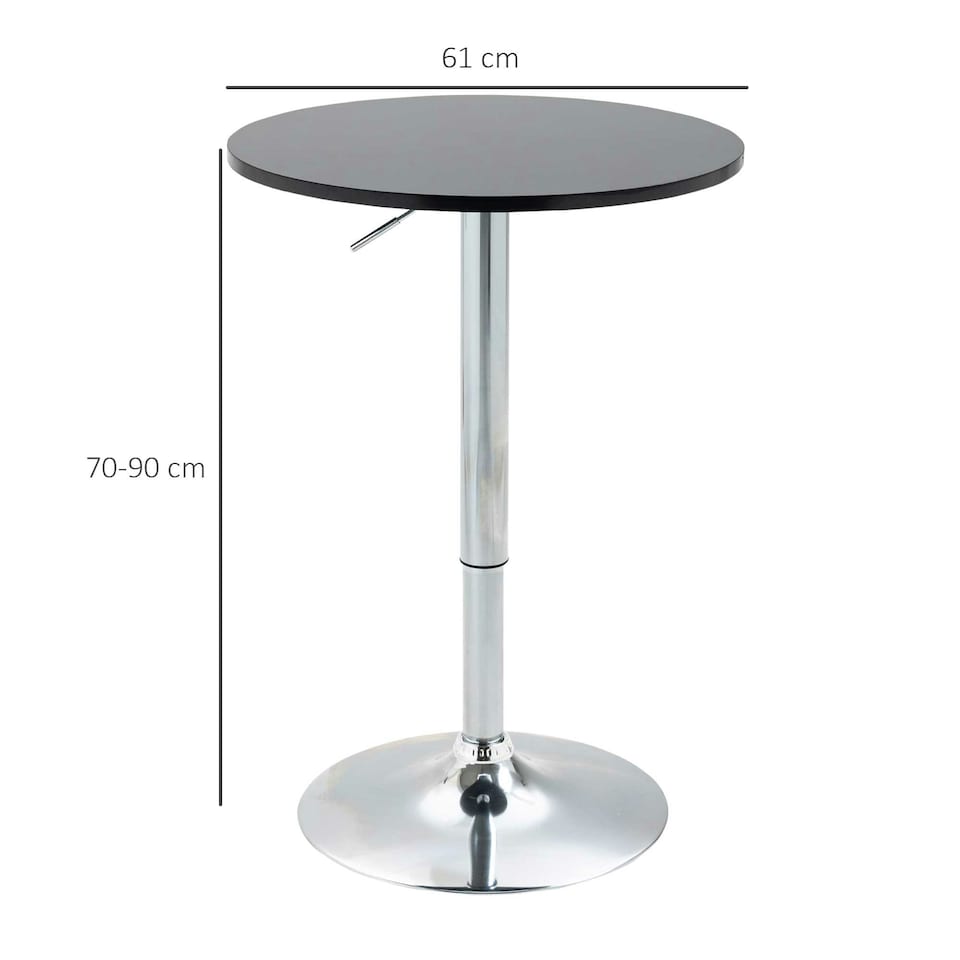 image 1 of HOMCOM Round Height Adjustable Bar Table Counter Pub Desk Metal Base Black