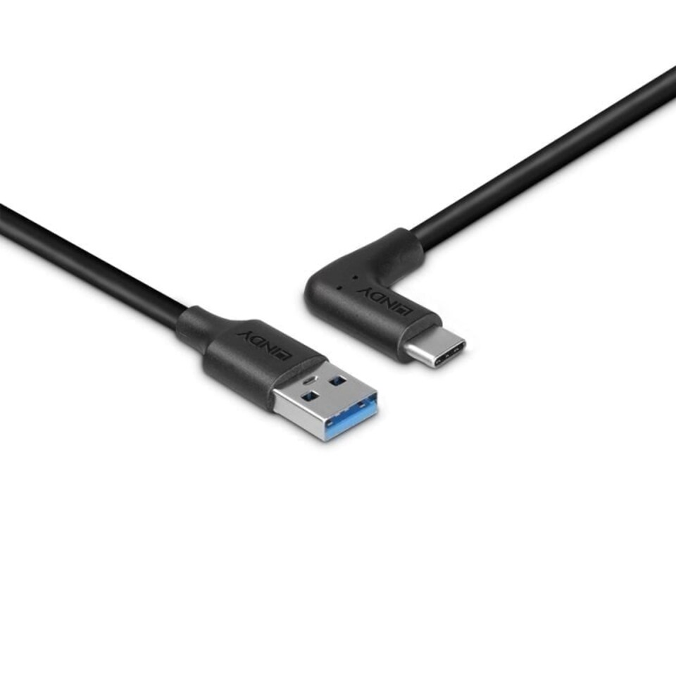 image 1 of 1m USB 3.2 Type-A to Right-Angled USB-C Cable