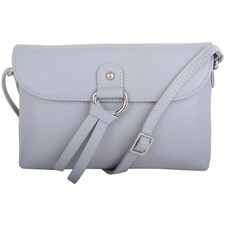 Premium Soft Genuine Leather Cross Body Shoulder Bag, Tassel Detail Grey | Light Grey