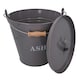 image 3 of Coal Bucket & Lid Grey Metal Ash Tidy Bin Coal Carrier Fire Log Burner Kindling