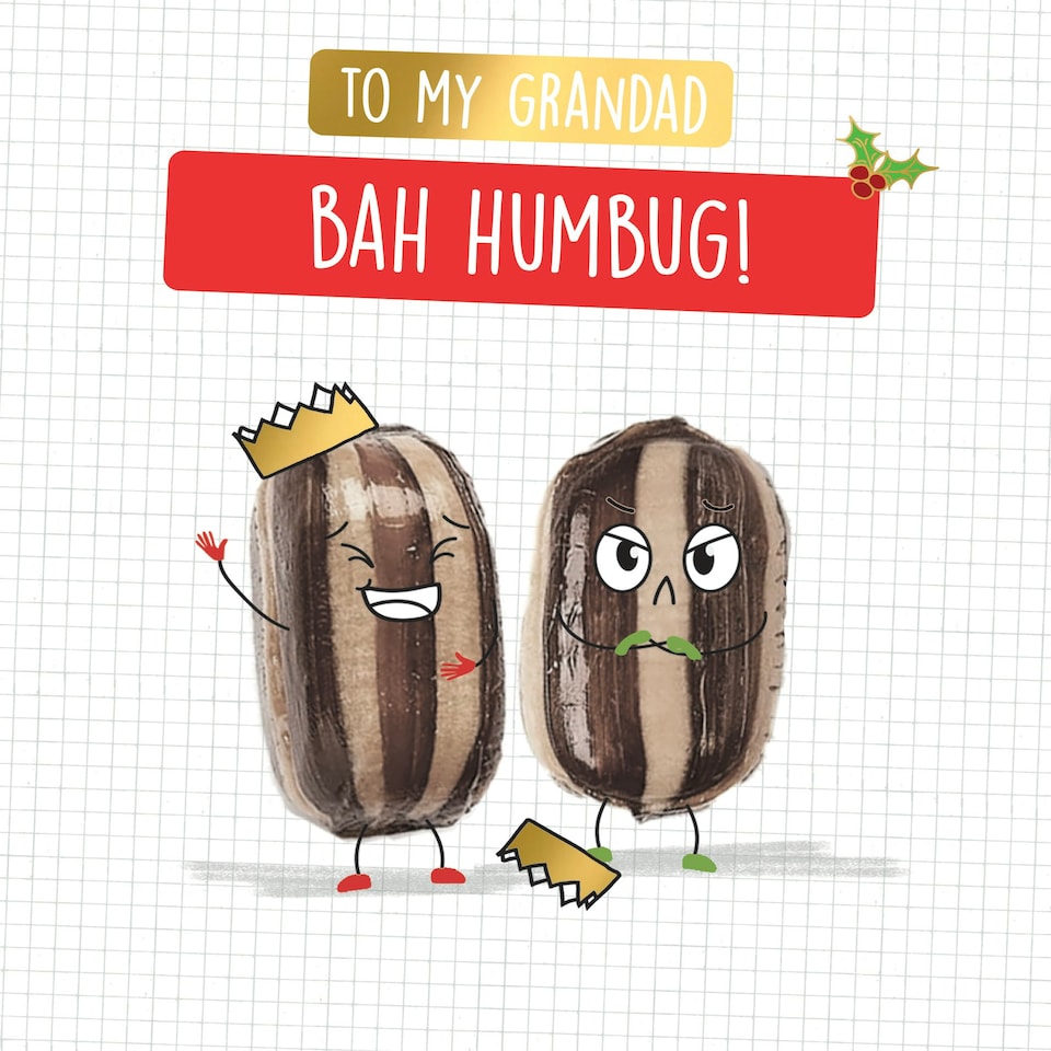 image 1 of To My Grandad BAH HUMBUG! Funny Gold Foiled Christmas Card