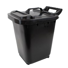 Kerbside Compost Caddy with Locking Lid - Black - for Food Waste Recycling (23 Litre) - Plastic Bin with Composting Guide