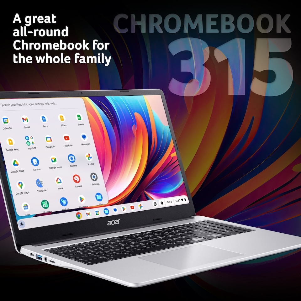 image 1 of Acer ChromeBook 315 CB315-4HT NX.KBAEK.001 Intel Celeron N4500 8GB RAM 128GB eMMC 15.6-Inch Full HD Touchscreen ChromeOS Laptop - Silver - NX.KBAEK.001