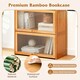 image 5 of COSTWAY 4-Tier Bookcase Bamboo Bookshelf with Doors Natural Brown