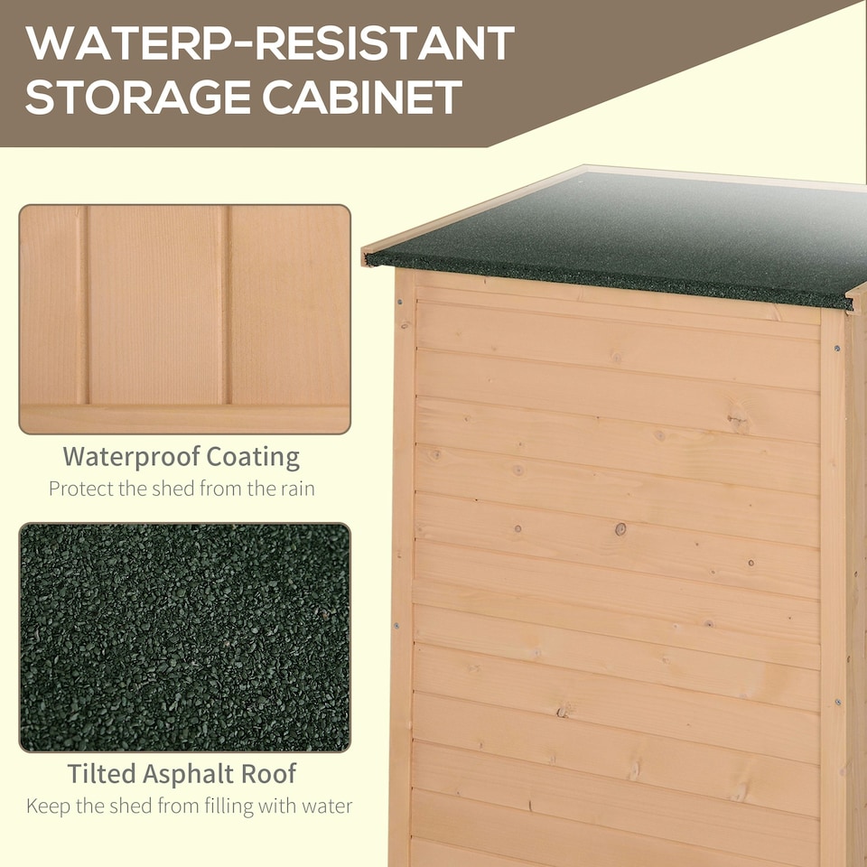 image 1 of Outsunny Garden Shed Outdoor Tool Storage w/ 2 Shelve 75 x 56 x115cm Natural