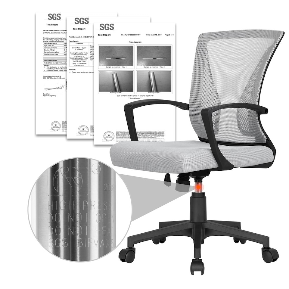 image 1 of Yaheetech Ergonomic Mesh Office Chair Mid-Back 360° Rolling Casters | Grey