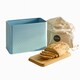 image 1 of Cooks Professional Diamond Pattern Bread Bin with Linen Bag & Bamboo Cutting Board Lid | Blue | Blue | 1