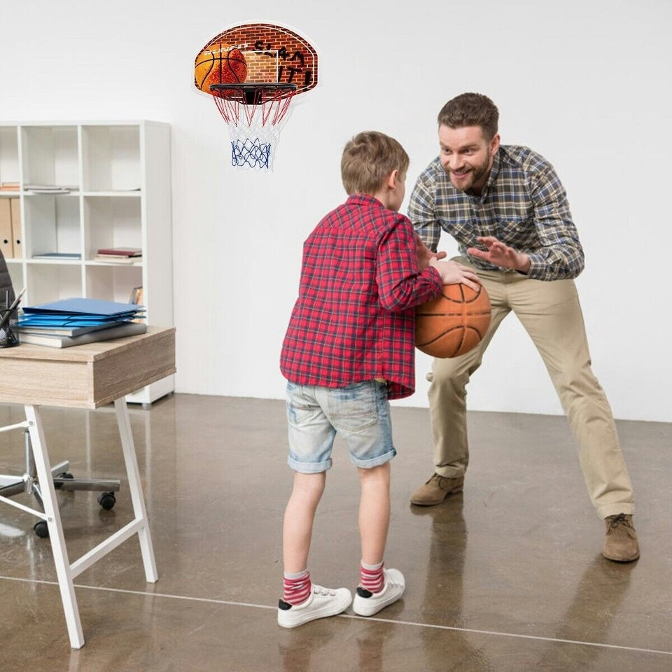 image 1 of COSTWAY Wall Mounted Basketball Hoop Backboard Set Rim 42cm Red | Standard
