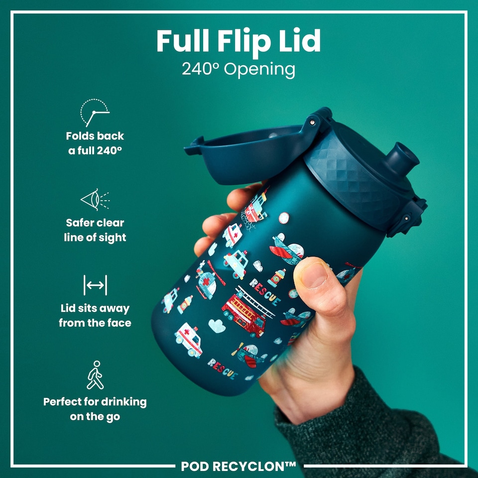 image 1 of Leak Proof Kids Water Bottle, BPA Free, 350ml (12oz) | Blue | Rescue | One Size