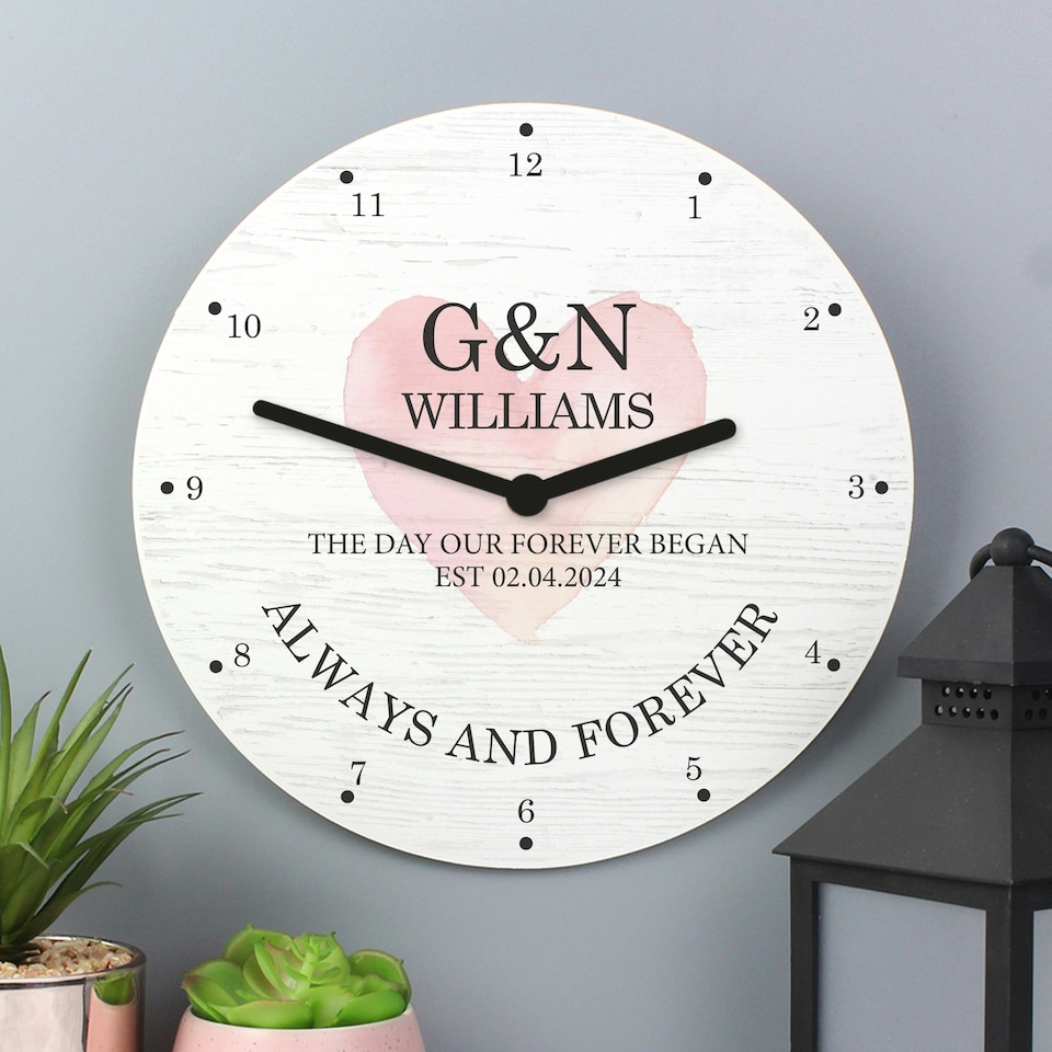 image 1 of Personalised Couples Wooden Clock