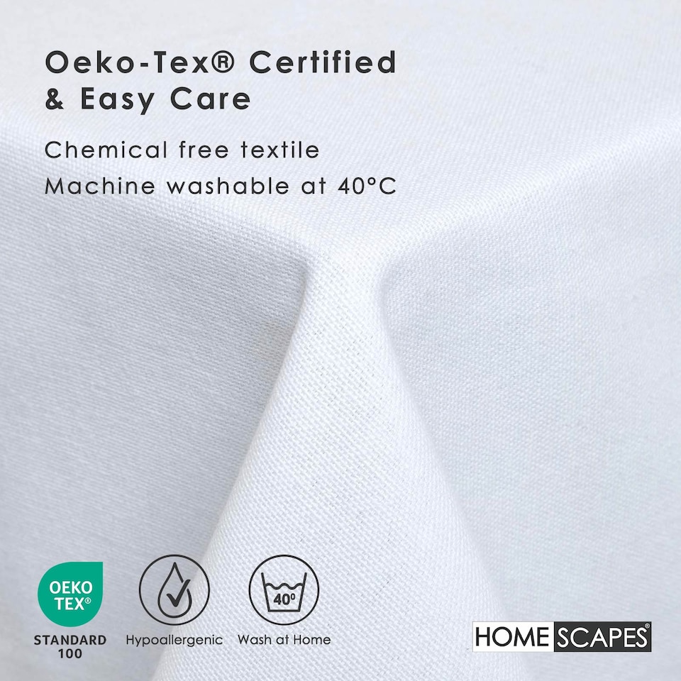 image 1 of Homescapes White Tablecloth - 178 x 300 cm | White | 178cm x 300cm (70" x 120")