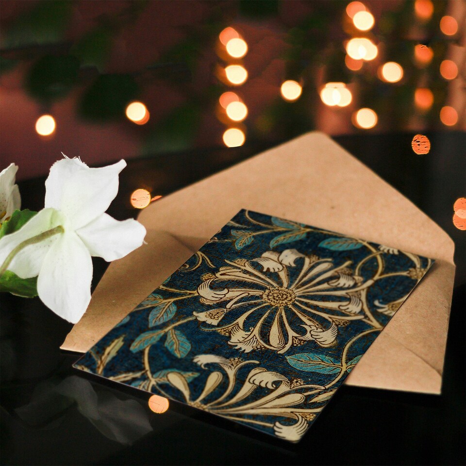 image 1 of William Morris Art Card Honeysuckle Flower Detail