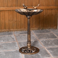 81cm Bronze Effect Garden Patio Bird Bath with Bird Sculptures | Bronze | Bronze
