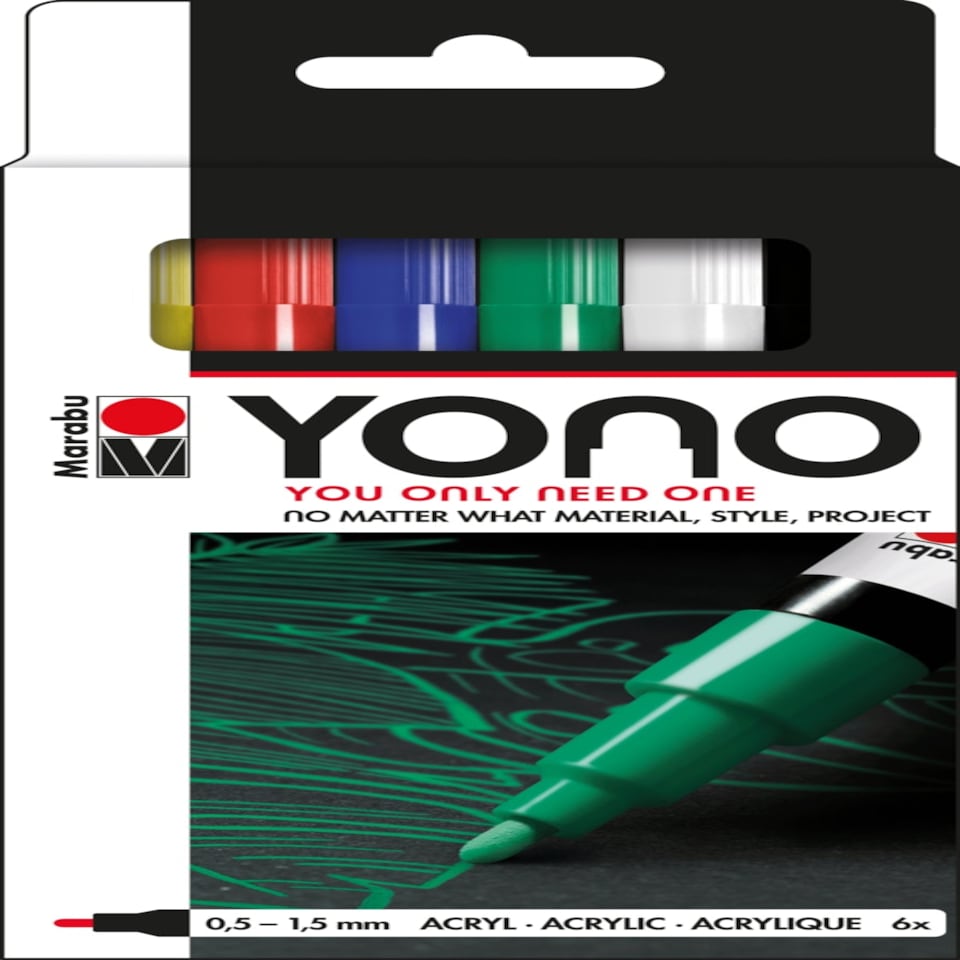 image 1 of Marabu Yono Marker Pen, Multicoloured, Pack Of 6
