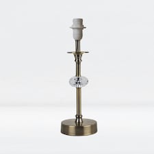 First Choice Lighting Antique Brass Stick Table Lamp Base with Facet Detail Bronze | Clear