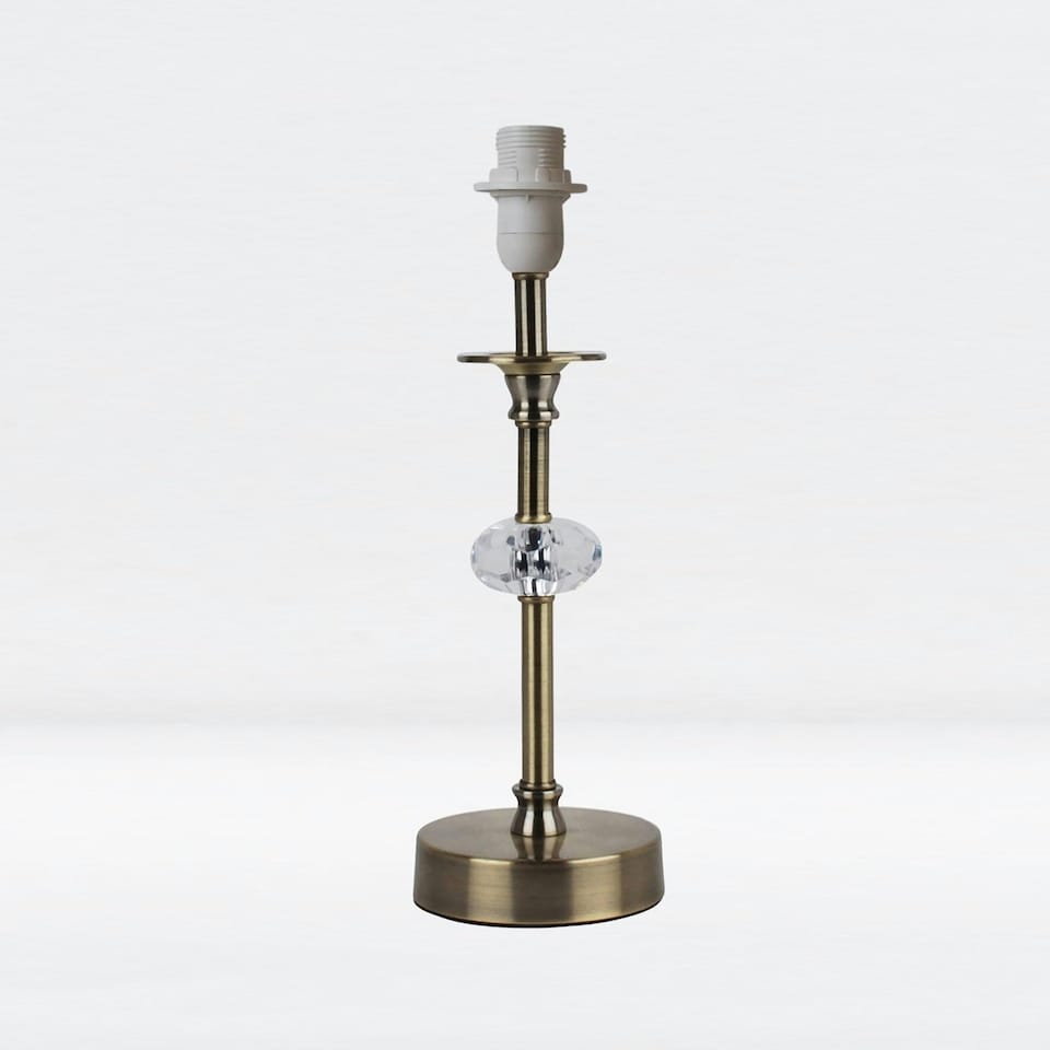 image 1 of First Choice Lighting Antique Brass Stick Table Lamp Base with Facet Detail Bronze | Clear