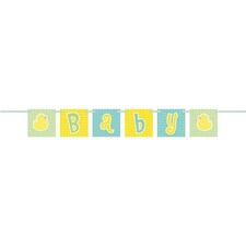 Unique Party Polka Dot Baby Shower Bunting - Yellow/Blue/Green - One Size