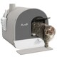 image 1 of PawHut Cat Litter Box Kitten Litter Tray w/ Lid, Scoop, Filter, Flap Door, Grey