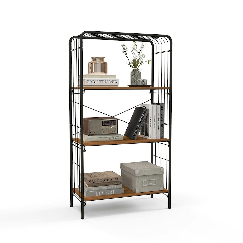 image 1 of COSTWAY 4-Tier Open-Back Storage Shelf Display Rack