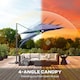 image 7 of Outsunny 3 m Cantilever Roma Parasol Garden Sun Umbrella Outdoor Patio with 360 Degree Rotation Crank and Tilt Aluminium Frame LED Solar Light Cross Base, Blue