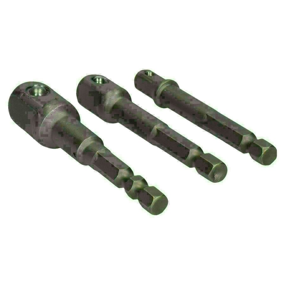image 1 of 3pc Power Extension Bar Allen Hex Socket Driver Adapters 1/4" 3/8" + 1/2"