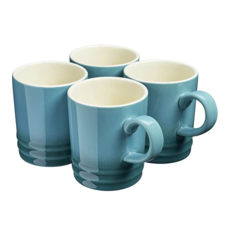 image 1 of Cooks Professional 4 Piece Mug Set |  Durable Dishwasher Safe Stoneware | 350ml | Blue | Teal