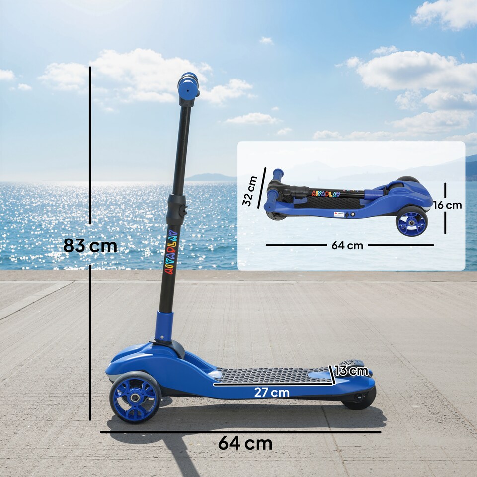 image 1 of AIYAPLAY Electric Scooter for Age 6-10, 3 Wheel Foldable Kids Scooter | Blue