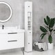 image 7 of kleankin 180cm Tall Bathroom Cabinet, Slim Bathroom Storage Cabinet with 4 Open Shelves, 2 Door Cupboards and Adjustable Shelves, White