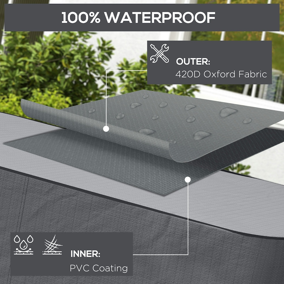 image 1 of Outsunny Patio 2/3 Seater Rattan Sofa Waterproof Furniture Cover Rain Protection Grey