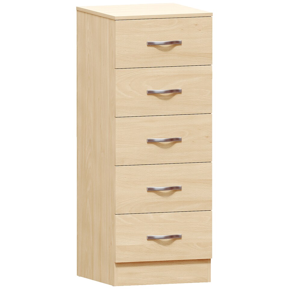 image 1 of Vida Designs Riano 5 Drawer Narrow Chest of Drawers Bedroom Storage, Pine