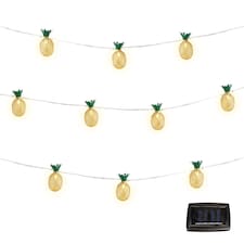 2m Solar Pineapple LED String Lights 10 Warm White Hanging Lanterns