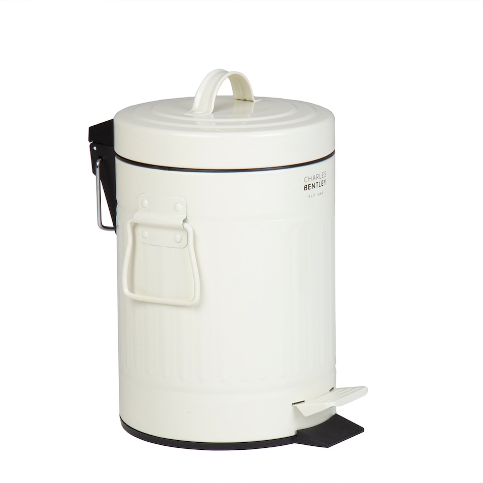 image 1 of Charles Bentley 3L Cream Steel Waste Rubbish Kitchen Bathroom Mini Pedal Bin