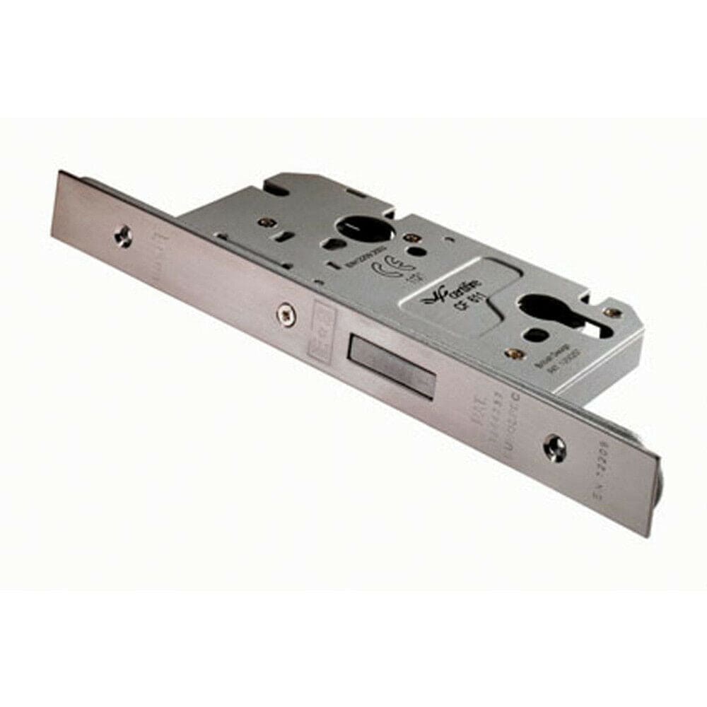 Loops Architectural DIN Euro Profile Deadlock 60mm Backset Satin Stainless Steel in Metallics