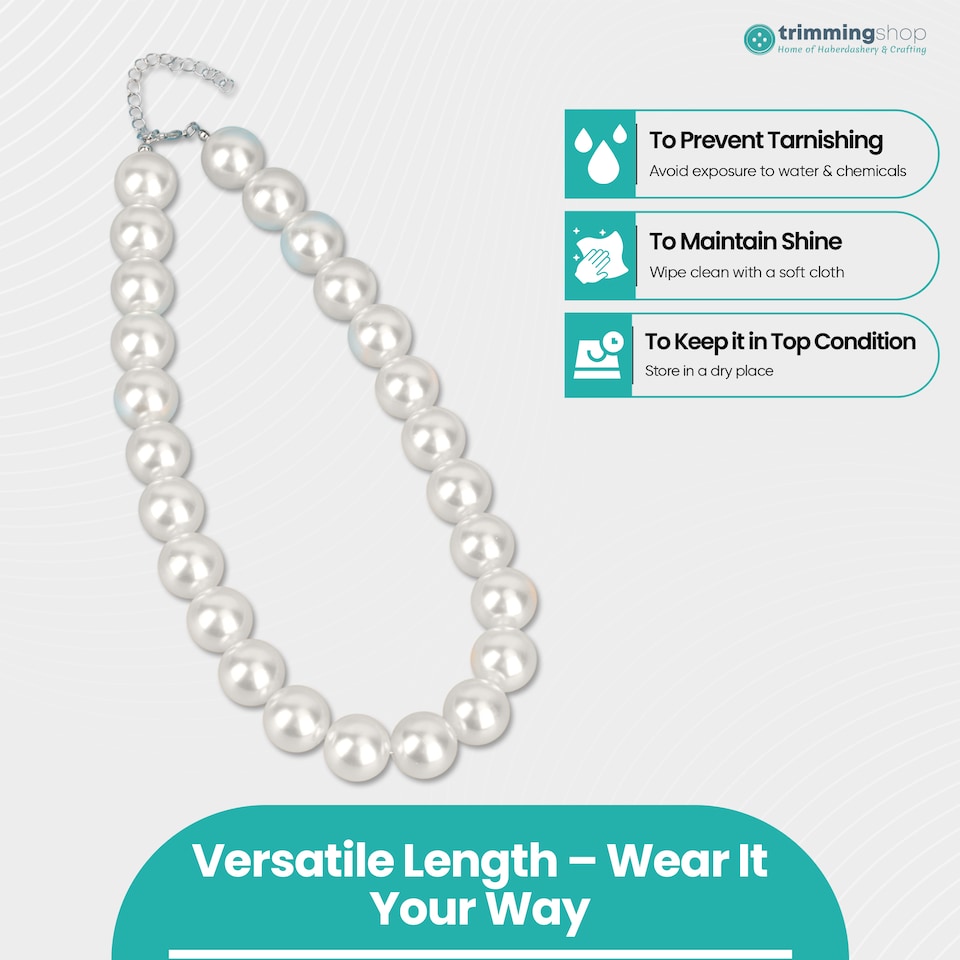 image 1 of 18mm White Faux Pearl Choker Necklace for Women