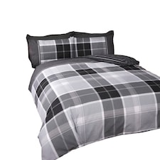 Argyle Design Tartan Polyester Duvet Set With Pillowcase Grey | Single