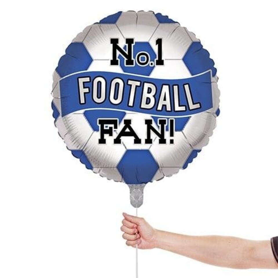 image 1 of Blue & White No. 1 Football Fan Round Foil Helium Balloon 46cm / 18 in | Blue