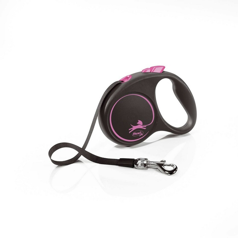Flexi Small Retractable Dog Lead - Pink/Black - 5m