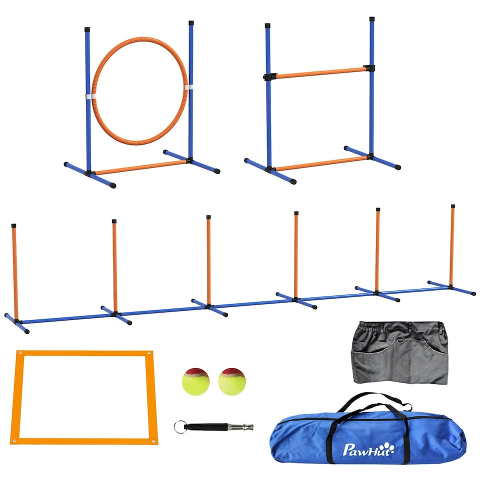 image 1 of PawHut 8 Piece Dog Agility Equipment Set, Outdoor Agility Kit for Pet, Orange