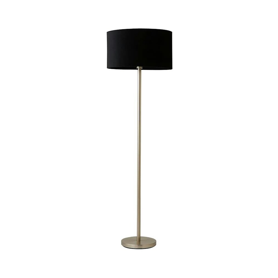 image 1 of ValueLights Charlie Chrome Floor Lamp Black Shade & Bulb