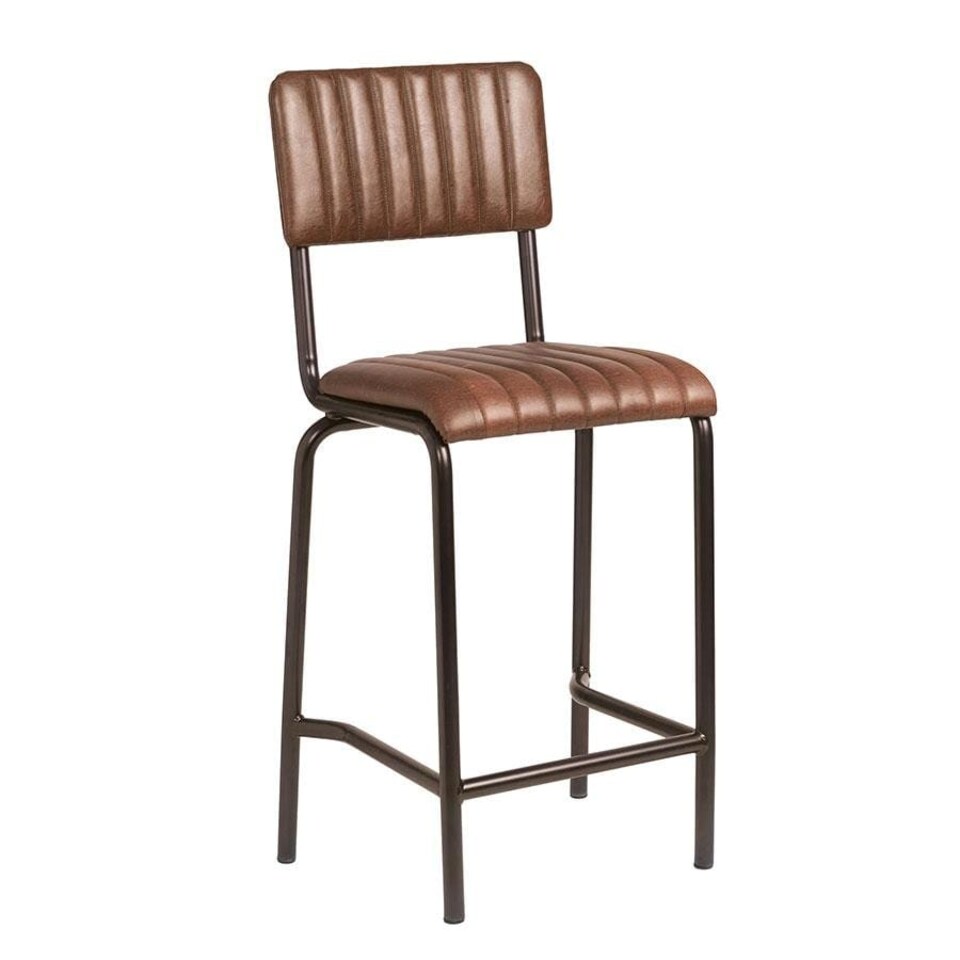 Creme Mid Bar Stool - Ribbed - Lascari Brown Brown