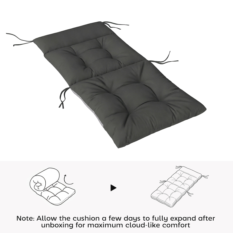 image 1 of Outsunny Garden Chair Cushions Set of 4, Waterproof Seat Pads | Grey | Dark Grey | 111.5L x 53W x 10D cm
