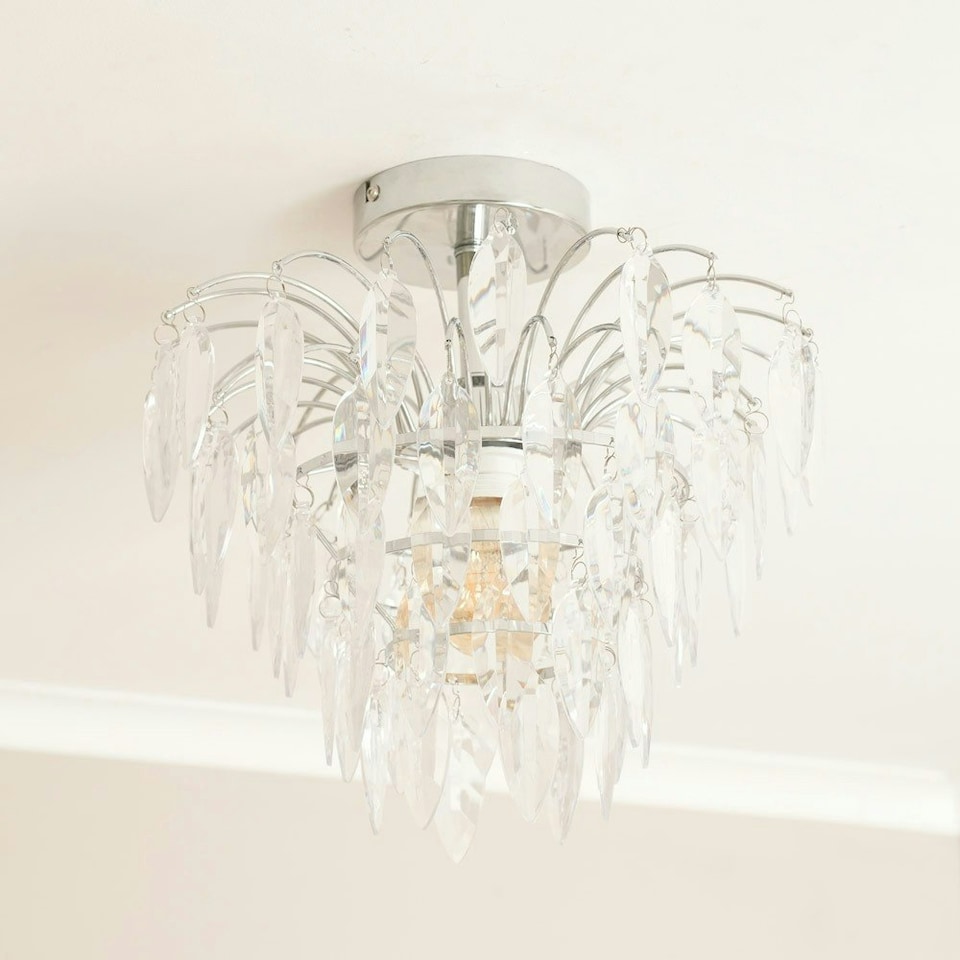 image 1 of ValueLights Emma Acrylic Waterfall Jewel Droplet Pendant Ceiling Light