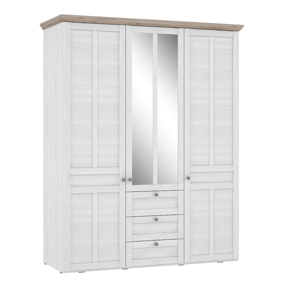 image 1 of Iloppa 3 Door Wardrobe in Snowy Oak/Oak Nelson