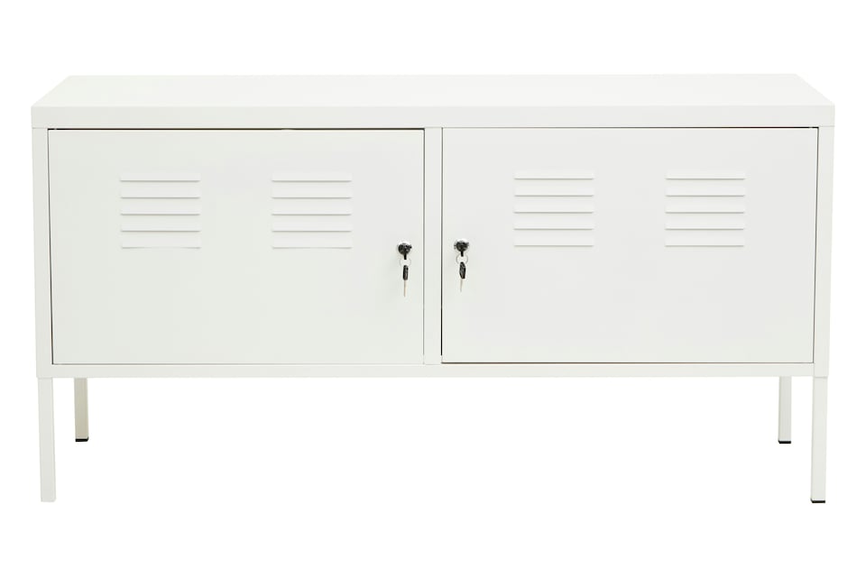image 1 of Orsina Sleek And Sturdy Two Door White Locker, Compact Shelving Locker, Secured Storage Of Slim Locker With Handle