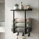 image 10 of Levede Towel Rack Wall Mounted Shelf Bathroom Storage Holder with Hooks Black