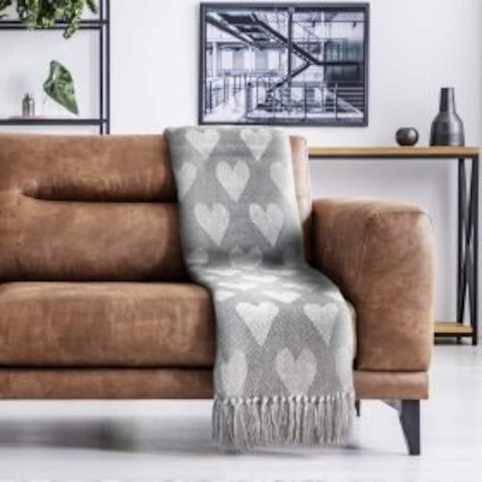 image 1 of Love Collection Recycled Cotton Throw in Grey