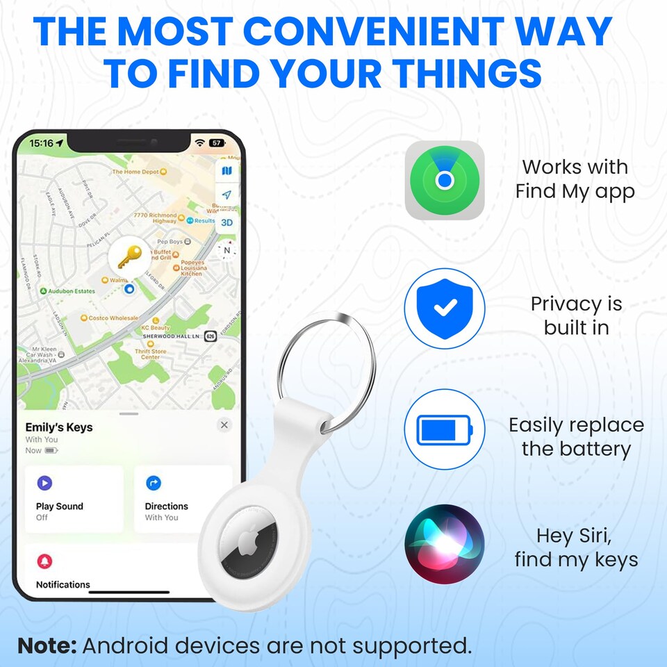 image 1 of AirTag Holder & Keyring Apple AirTag Case (Without P09 Tracker)
